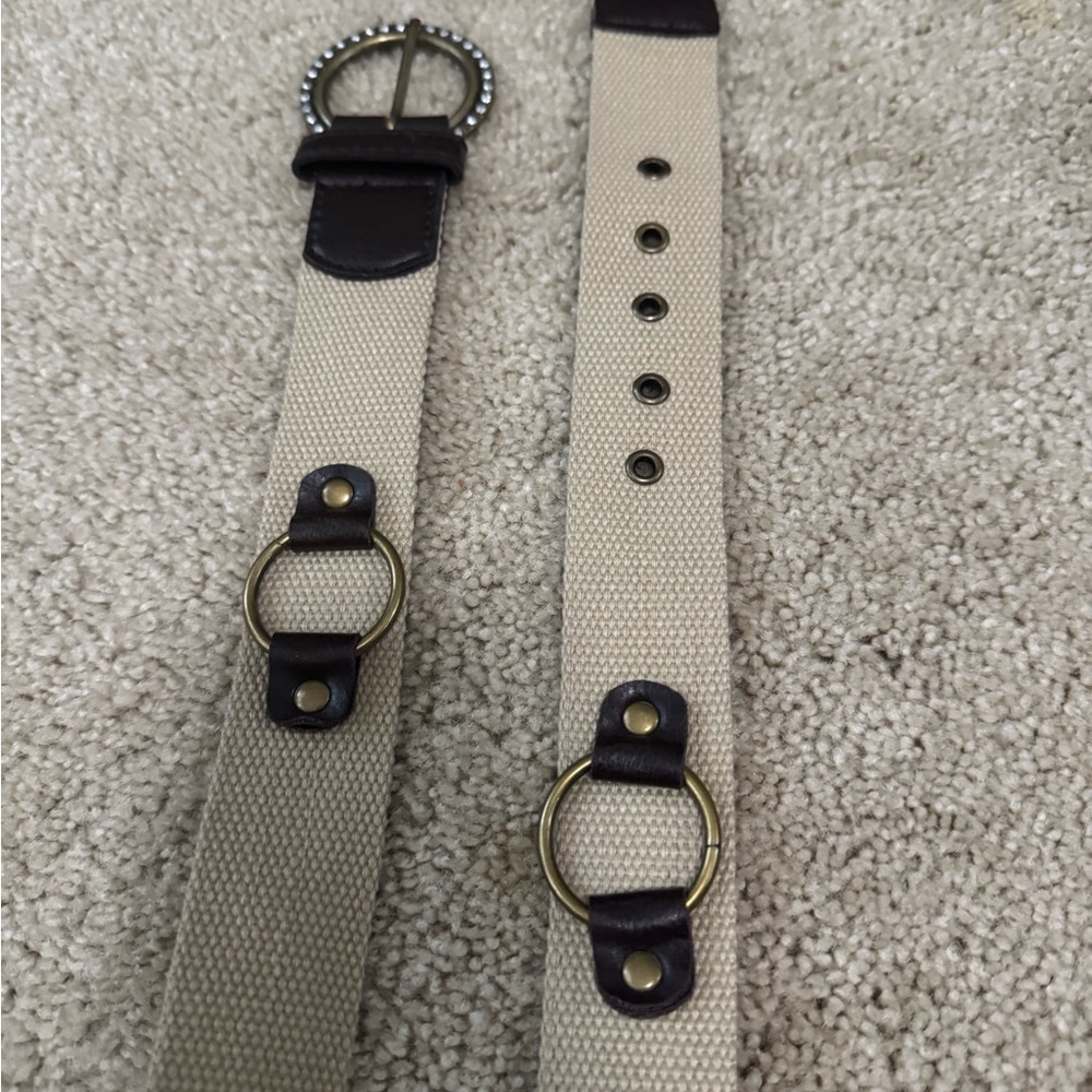 Beige Canvas Belt with Black Accents